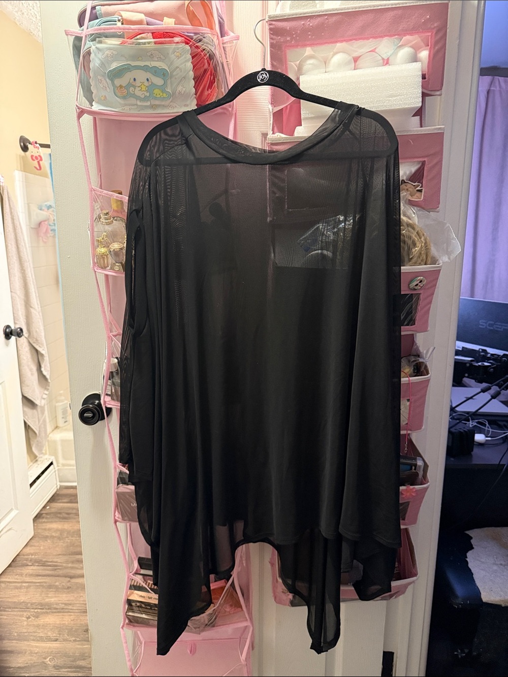 Black Sheer Flowing Asymmetric Tunic